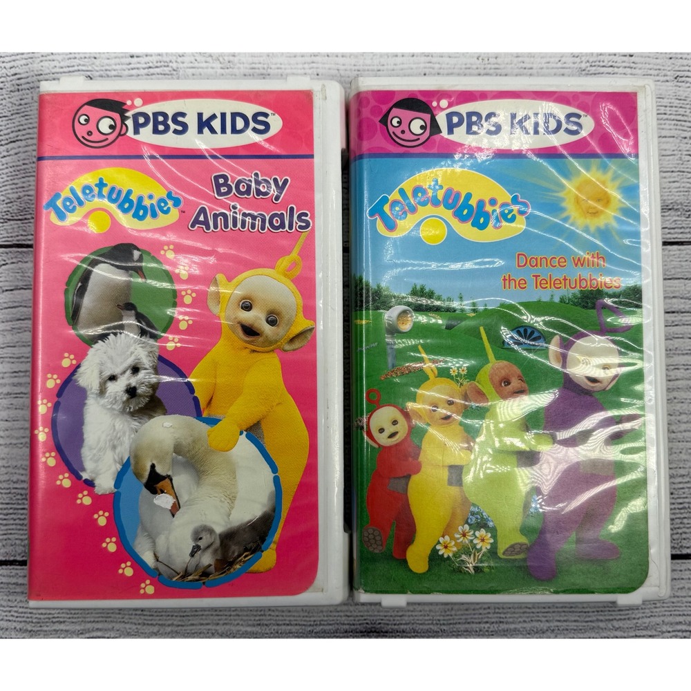 Teletubbies VHS Lot Baby Animals Dance With The Teletubbies PBS Kids Clamshell